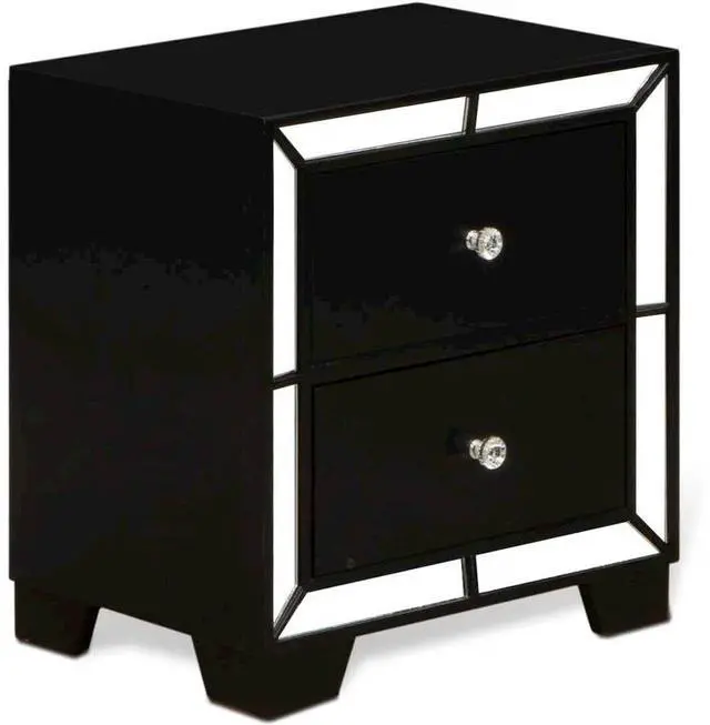 Alt view image 2 of 4 - East West Furniture NEN-11 Nella Wood Nightstand with 2 Drawers for any Bedroom - Black Legs