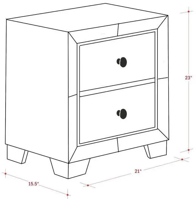 Alt view image 4 of 4 - East West Furniture NEN-11 Nella Wood Nightstand with 2 Drawers for any Bedroom - Black Legs