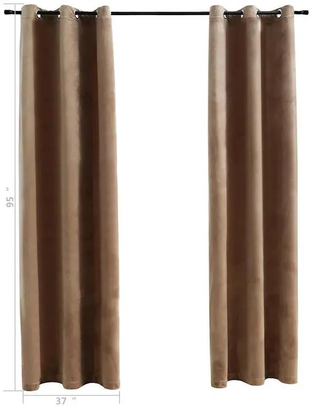 Alt view image 8 of 8 - vidaXL Curtains 2 Pcs Blackout Curtains Window Blinds with Rings Beige Velvet