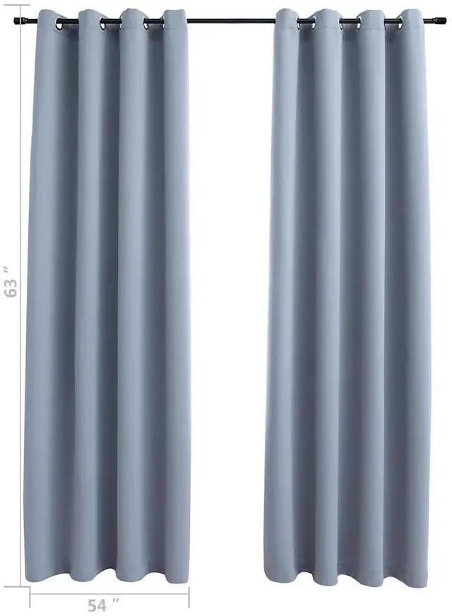 Alt view image 9 of 9 - vidaXL Curtains 2 Pcs Blackout Curtains Window Blinds with Rings Gray Fabric