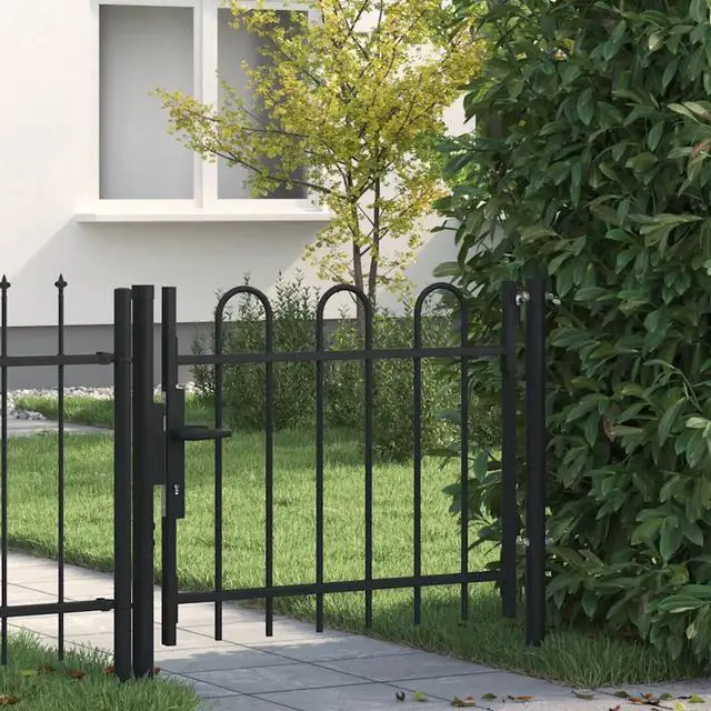 Alt view image 9 of 11 - vidaXL Single Door Fence Gate with Hoop Top 39.4" x 29.5"