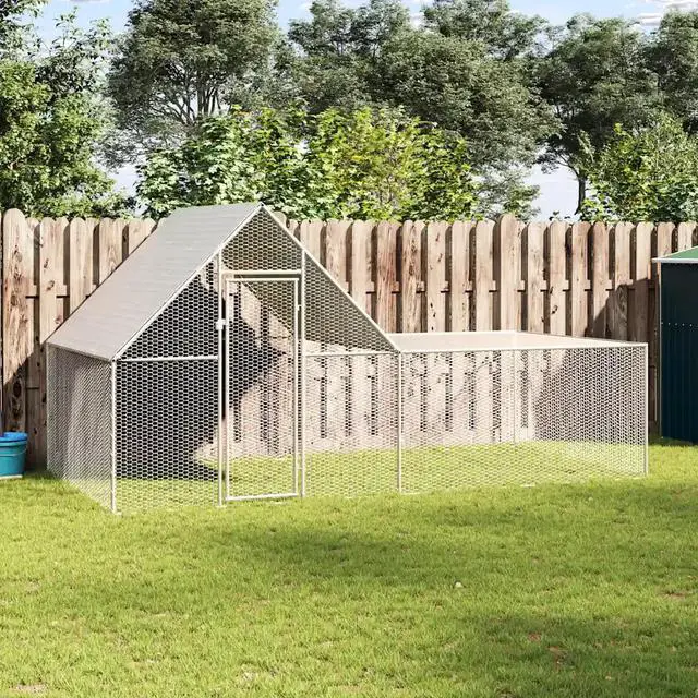 Alt view image 9 of 9 - vidaXL Chicken Coop 13.1'x6.6'x6.6' Galvanized Steel