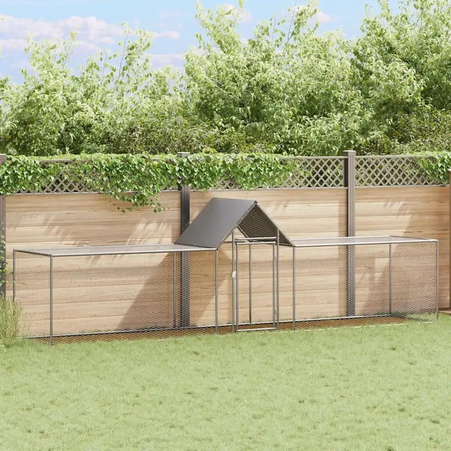 Alt view image 6 of 10 - vidaXL Chicken Coop 16.4'x3.3'x4.9' Galvanized Steel