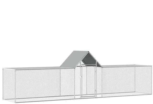 Alt view image 7 of 10 - vidaXL Chicken Coop 16.4'x3.3'x4.9' Galvanized Steel