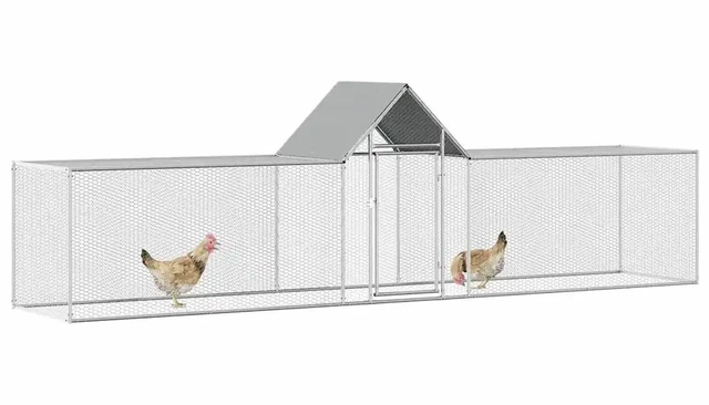 Alt view image 9 of 10 - vidaXL Chicken Coop 16.4'x3.3'x4.9' Galvanized Steel