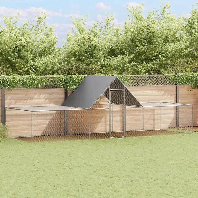 Alt view image 8 of 9 - vidaXL Chicken Coop 19.7'x6.6'x6.6' Galvanized Steel