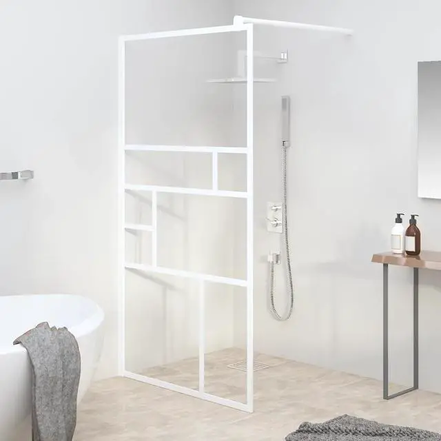 Alt view image 17 of 19 - vidaXL Walk-in Shower Wall 45.3"x76.8" ESG Glass White