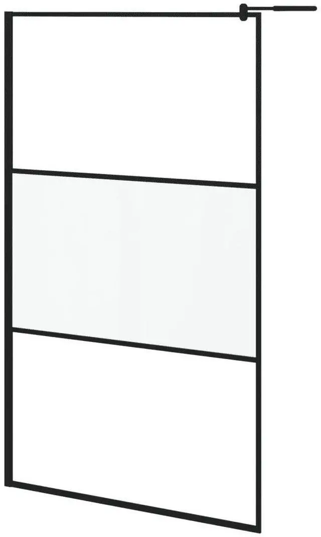 Alt view image 9 of 12 - vidaXL Walk-in Shower Wall 45.3"x76.8" Frosted ESG Glass Black