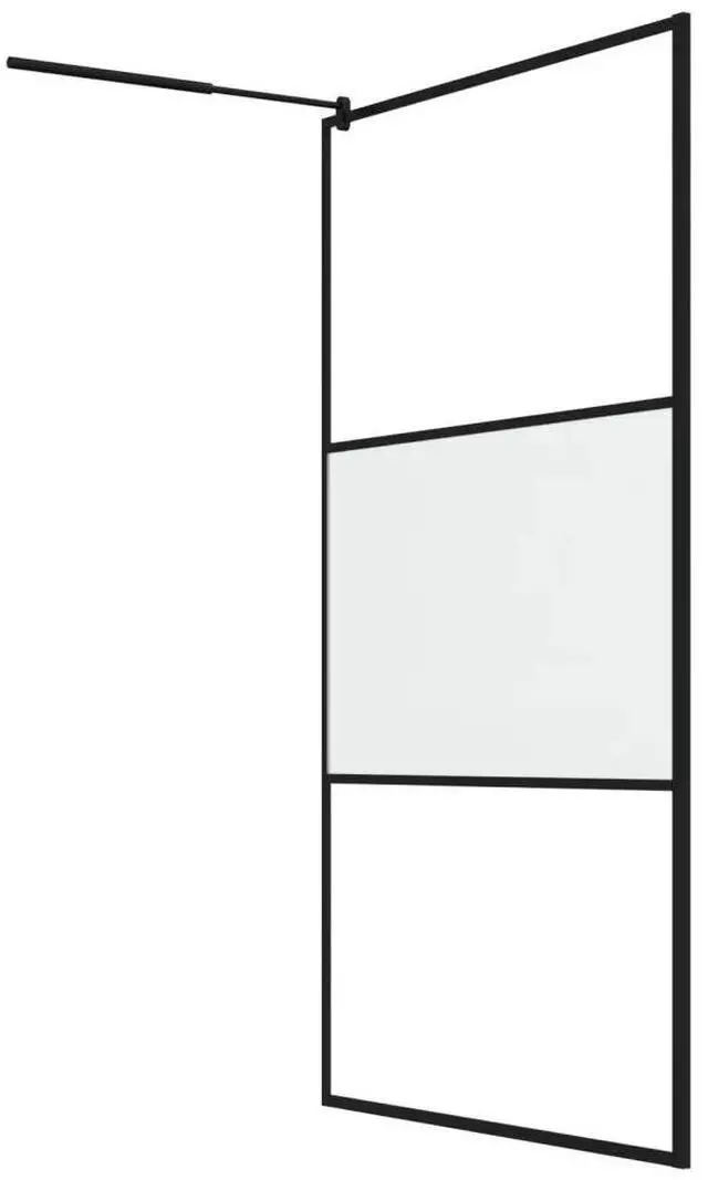 Alt view image 11 of 12 - vidaXL Walk-in Shower Wall 45.3"x76.8" Frosted ESG Glass Black