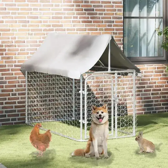 Alt view image 6 of 10 - vidaXL Outdoor Dog Kennel with Roof 78.7"x39.4"x59.1"