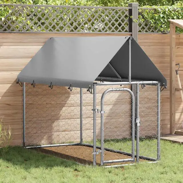 Alt view image 7 of 10 - vidaXL Outdoor Dog Kennel with Roof 78.7"x39.4"x59.1"
