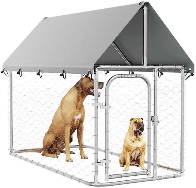 Alt view image 9 of 10 - vidaXL Outdoor Dog Kennel with Roof 78.7"x39.4"x59.1"