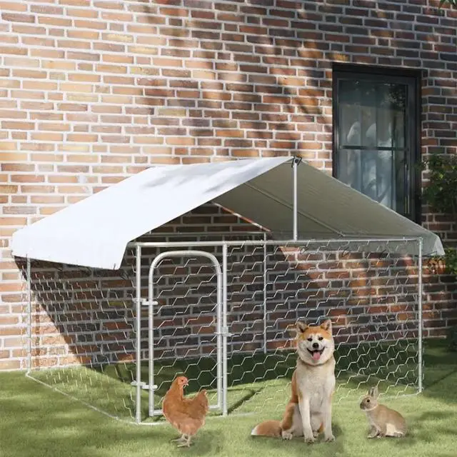 Alt view image 5 of 10 - vidaXL Outdoor Dog Kennel with Roof 78.7"x78.7"x59.1"