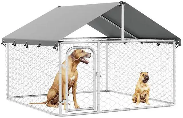 Alt view image 9 of 10 - vidaXL Outdoor Dog Kennel with Roof 78.7"x78.7"x59.1"
