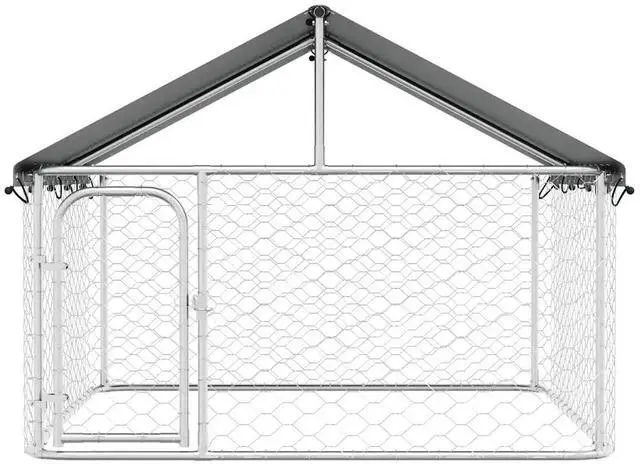 Alt view image 10 of 10 - vidaXL Outdoor Dog Kennel with Roof 78.7"x78.7"x59.1"