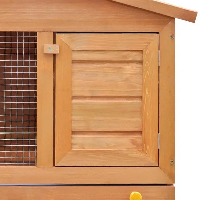 Alt view image 10 of 10 - Outdoor Rabbit Hutch Small Animal House Pet Cage 3 Doors Wood