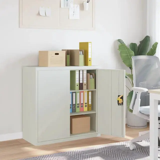 Alt view image 14 of 17 - vidaXL Office Cabinet File Cabinet Filing Cabinet with 2 Doors Gray Steel