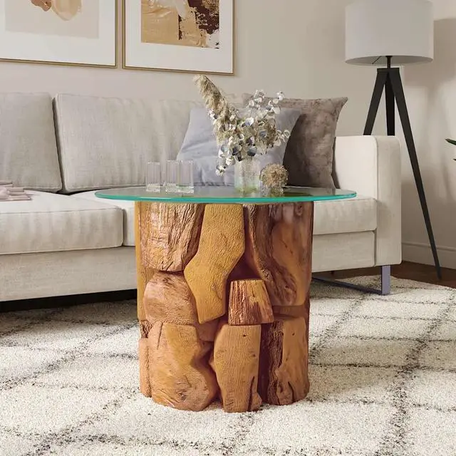 Alt view image 8 of 10 - vidaXL Coffee Table Solid Teak Driftwood 23.6"