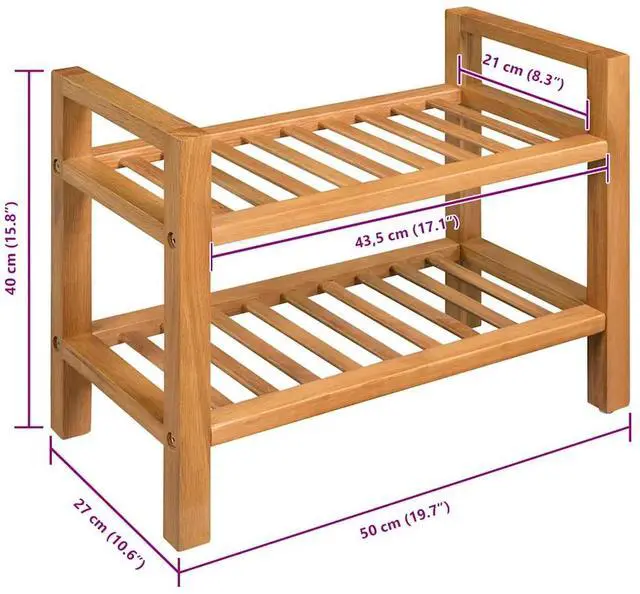 Alt view image 12 of 13 - vidaXL Shoe Rack 2-Tier Shoe Storage Organizer Shoe Shelf Holder Solid Oak Wood