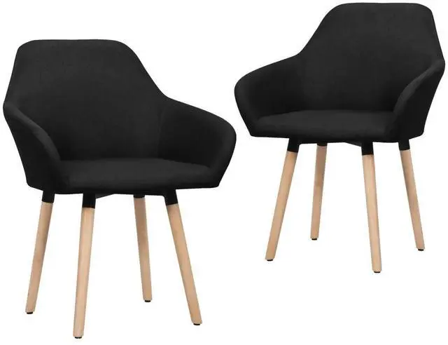 Alt view image 6 of 10 - vidaXL Dining Chair 2 Pcs Accent Upholstered Chair for Dining Room Black Fabric