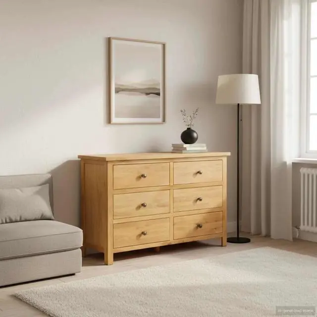 Alt view image 14 of 14 - vidaXL Solid Oak Wood Chest of Drawers Drawer Side Storage Cabinet Sideboard