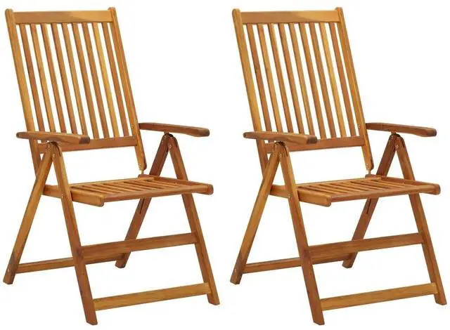 Alt view image 9 of 10 - vidaXL Patio Reclining Chairs 2 pcs with Cushions Solid Acacia Wood