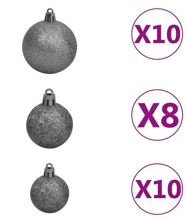 Alt view image 9 of 10 - vidaXL Artificial Christmas Tree with LEDs&Ball Set Green 94.5"