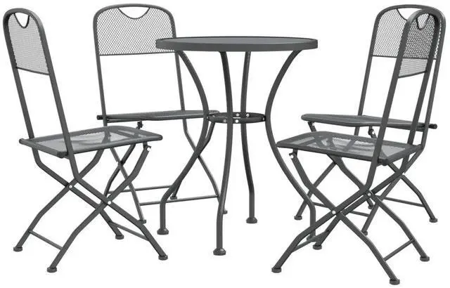 Alt view image 7 of 10 - vidaXL 5 Piece Patio Dining Set Expanded Metal Mesh Anthracite