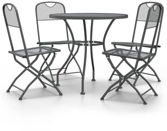 Alt view image 6 of 10 - vidaXL 5 Piece Patio Dining Set Expanded Metal Mesh Anthracite