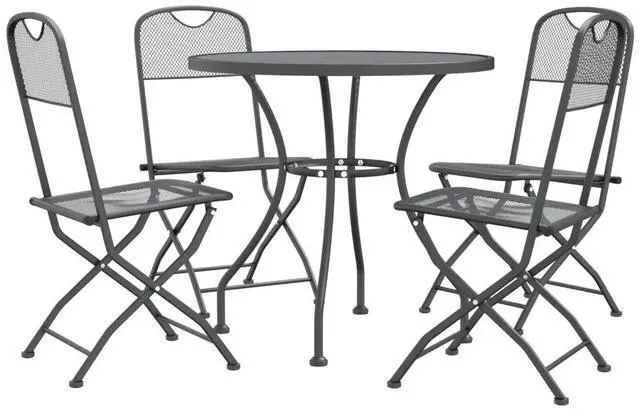 Alt view image 7 of 10 - vidaXL 5 Piece Patio Dining Set Expanded Metal Mesh Anthracite