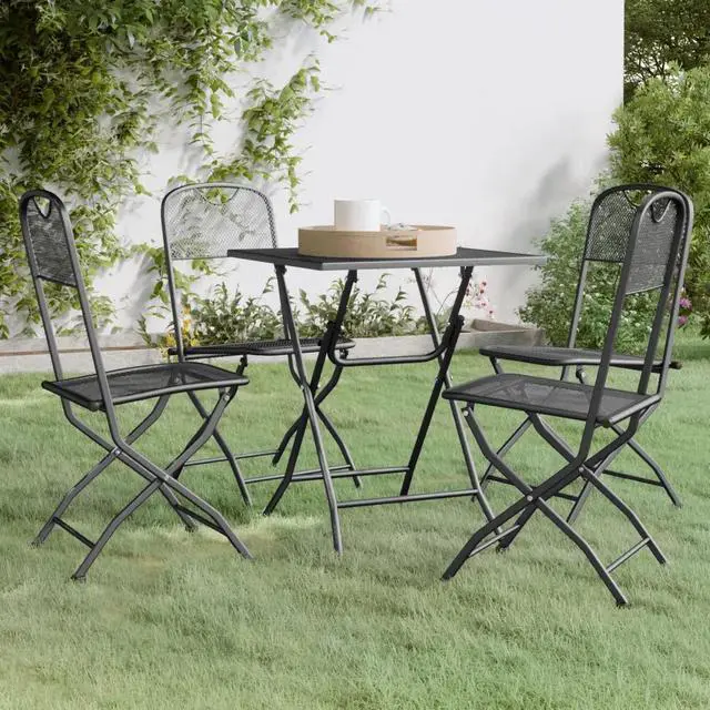 Alt view image 5 of 10 - vidaXL 5 Piece Patio Dining Set Expanded Metal Mesh Anthracite