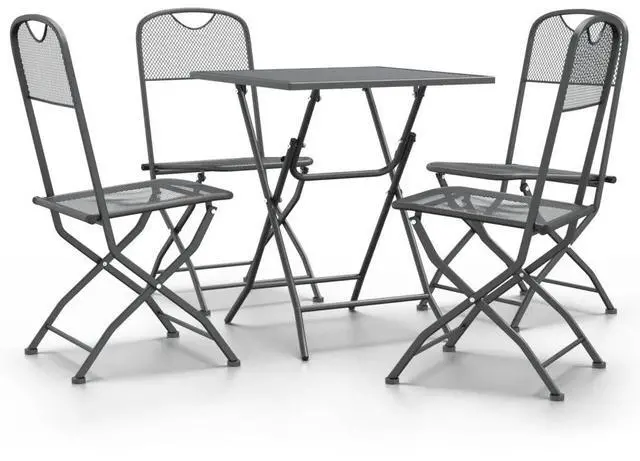 Alt view image 6 of 10 - vidaXL 5 Piece Patio Dining Set Expanded Metal Mesh Anthracite