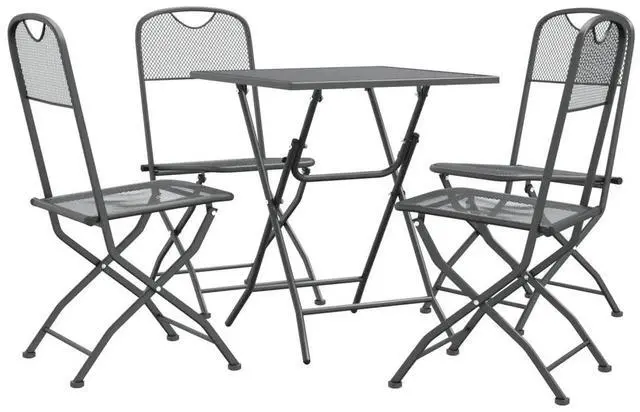 Alt view image 7 of 10 - vidaXL 5 Piece Patio Dining Set Expanded Metal Mesh Anthracite