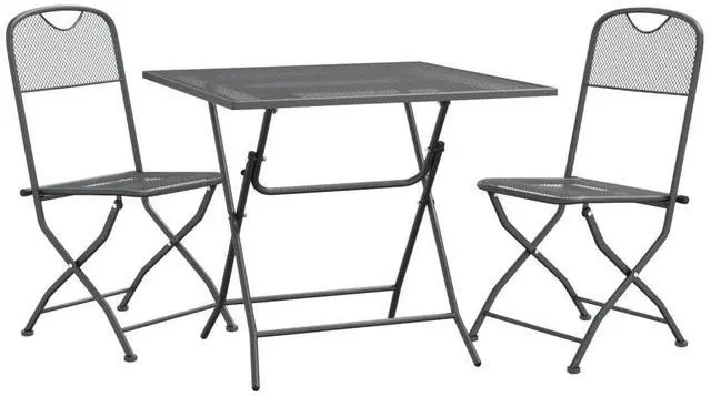 Alt view image 7 of 10 - vidaXL 3 Piece Patio Dining Set Expanded Metal Mesh Anthracite