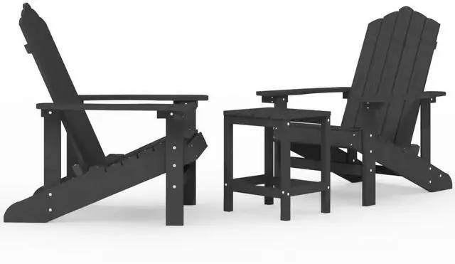 Alt view image 7 of 11 - vidaXL Patio Adirondack Chairs with Table HDPE Anthracite
