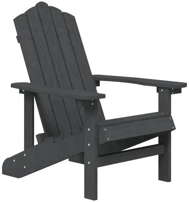 Alt view image 8 of 11 - vidaXL Patio Adirondack Chairs with Table HDPE Anthracite