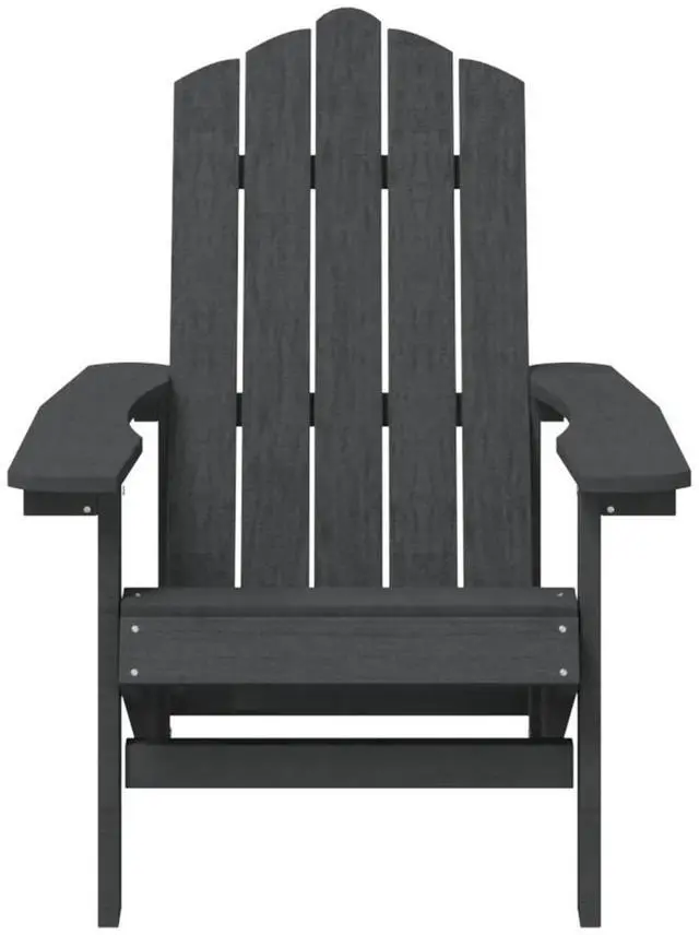 Alt view image 9 of 11 - vidaXL Patio Adirondack Chairs with Table HDPE Anthracite
