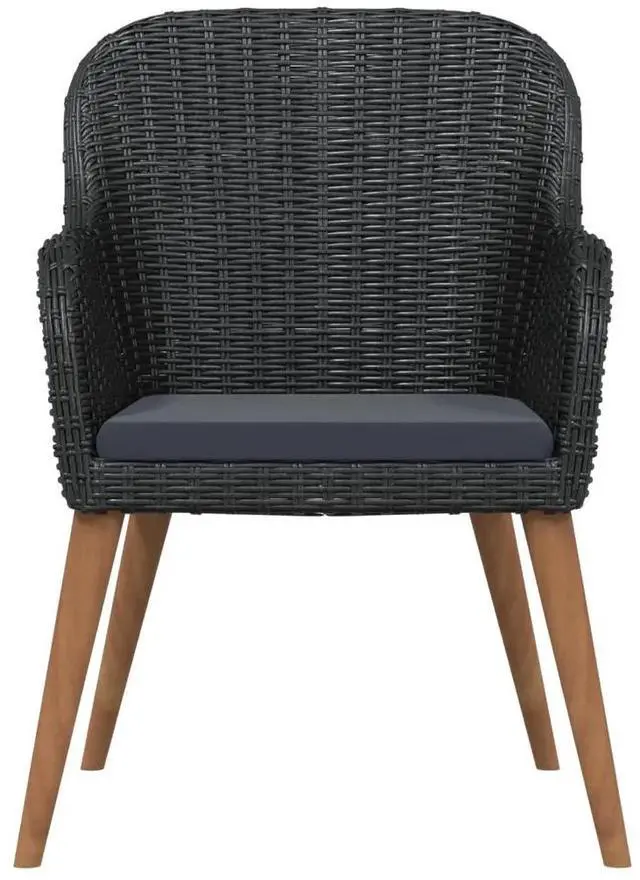 Alt view image 10 of 12 - vidaXL 3 Piece Patio Dining Set with Cushions Black