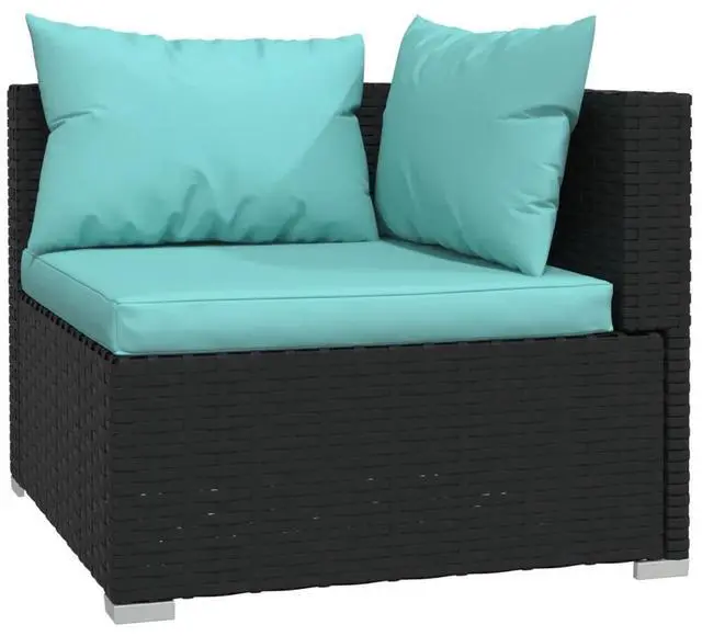 Alt view image 9 of 10 - vidaXL 4 Piece Patio Lounge Set with Cushions Poly Rattan Black