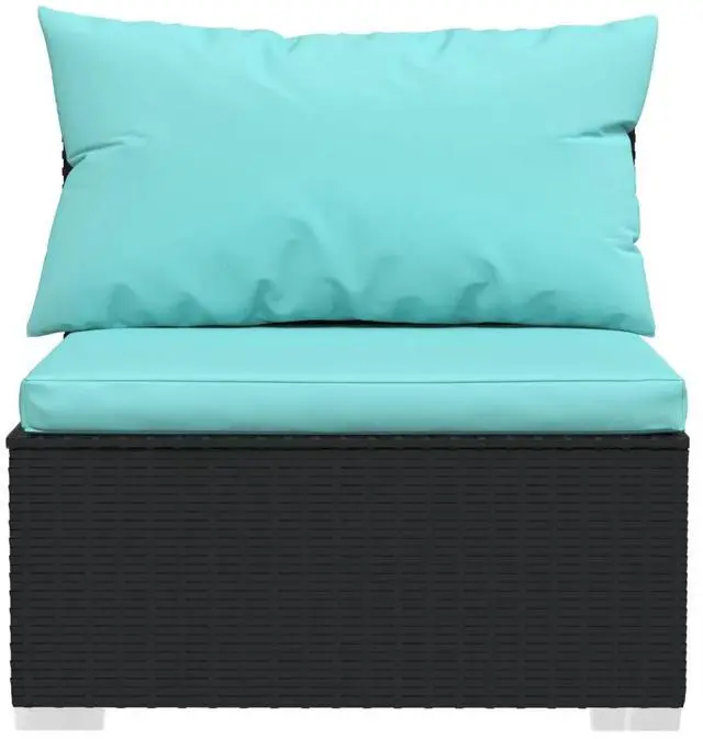Alt view image 10 of 10 - vidaXL 4 Piece Patio Lounge Set with Cushions Poly Rattan Black