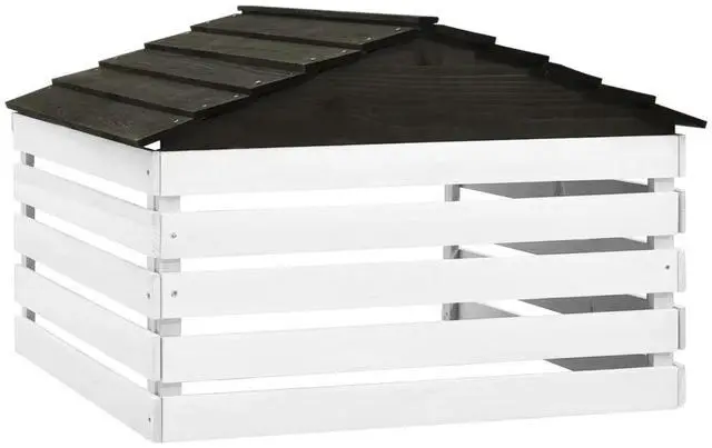 Alt view image 10 of 12 - vidaXL Robotic Lawn Mower Garage Black and White 30.7"x29.1"x21.3" Firwood