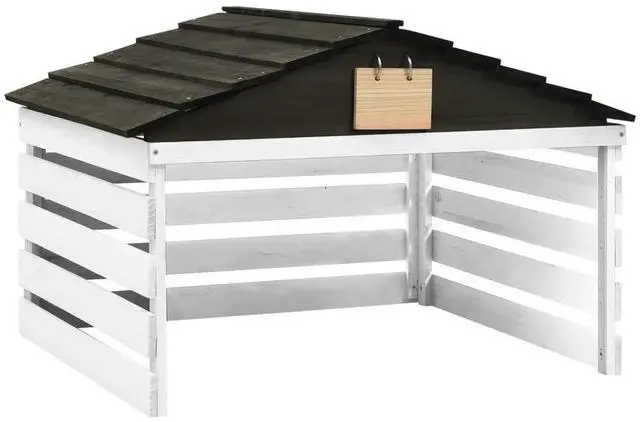 Alt view image 7 of 12 - vidaXL Robotic Lawn Mower Garage Black and White 30.7"x29.1"x21.3" Firwood
