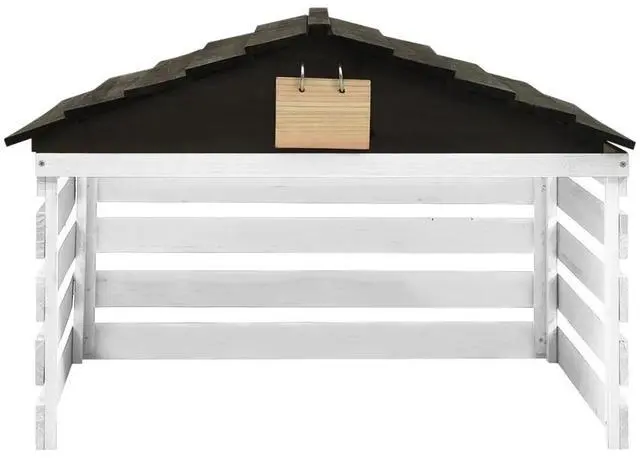 Alt view image 8 of 12 - vidaXL Robotic Lawn Mower Garage Black and White 30.7"x29.1"x21.3" Firwood