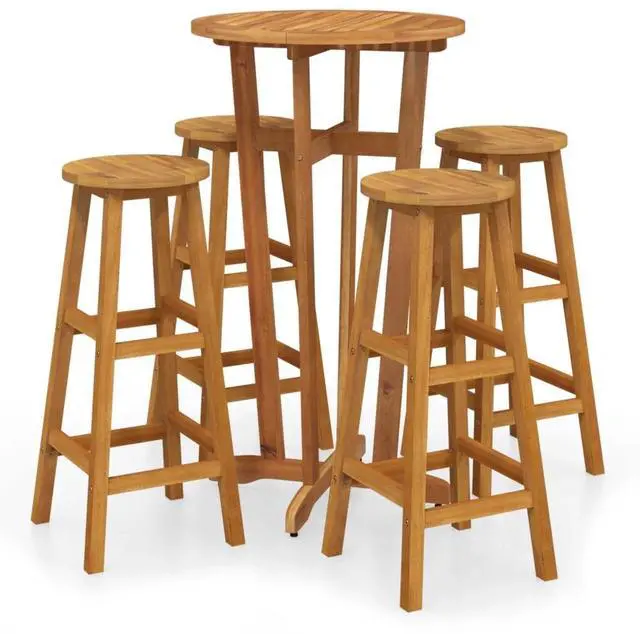 Alt view image 6 of 10 - vidaXL 5 Piece Patio Dining Set Solid Wood Acacia