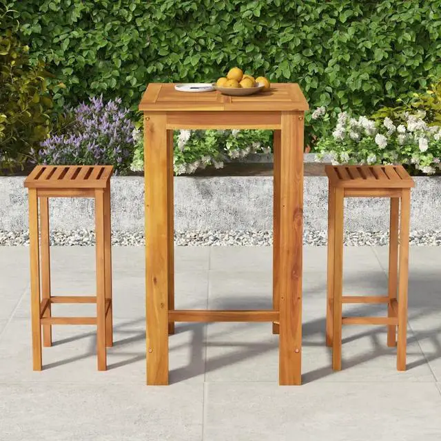 Alt view image 5 of 10 - vidaXL 3 Piece Patio Dining Set Solid Wood Acacia