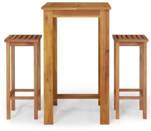 Alt view image 6 of 10 - vidaXL 3 Piece Patio Dining Set Solid Wood Acacia