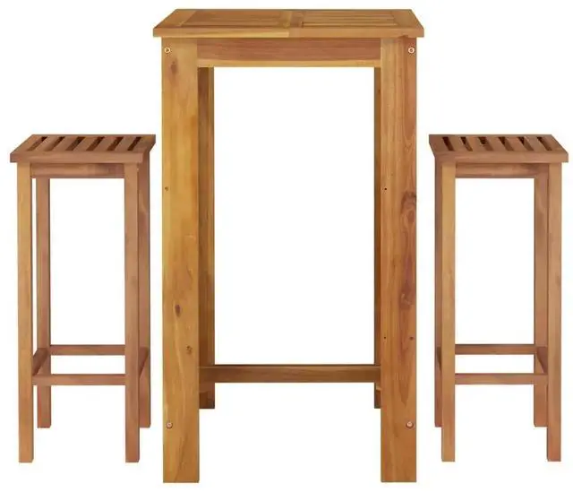 Alt view image 7 of 10 - vidaXL 3 Piece Patio Dining Set Solid Wood Acacia