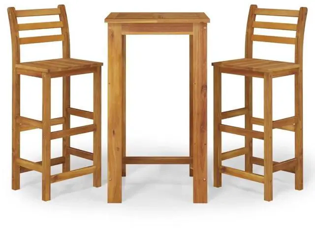 Alt view image 6 of 10 - vidaXL 3 Piece Patio Dining Set Solid Wood Acacia