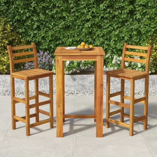 Alt view image 5 of 10 - vidaXL 3 Piece Patio Dining Set Solid Wood Acacia