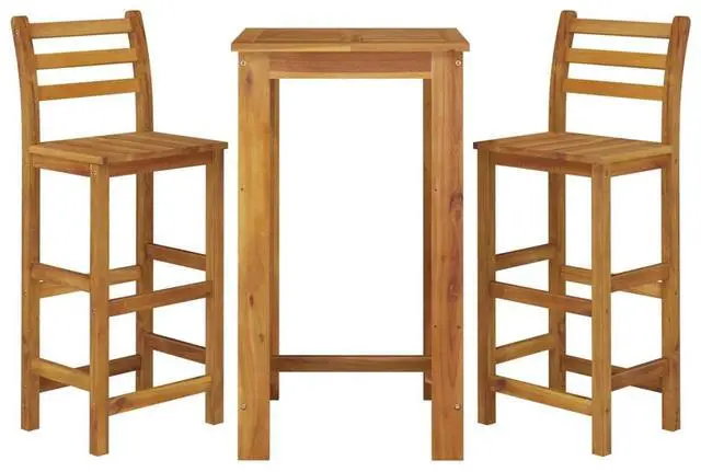 Alt view image 7 of 10 - vidaXL 3 Piece Patio Dining Set Solid Wood Acacia